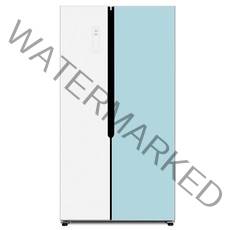 하이얼 글램 글라스 양문형냉장고 방문설치, 화이트 + 블루, HRS563MNMW