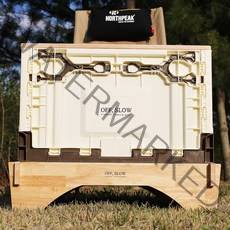 캠핑 폴딩박스 접이식 오픈도어 우드 상판 테이블 세트, 오프슬로우 폴딩박스