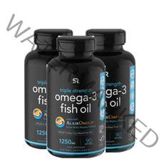 스포츠리서치 트리플 스트렝스 오메가-3 피쉬 오일 1250mg 소프트젤, 90캡슐, 3개