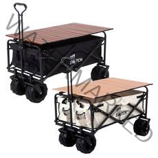 소소일상 캠핑 웨건 상판 테이블 풀세트 롤테이블 접이식 휴대용, 01_캠핑 웨건/ 블랙, 02_웨건 상판 롤테이블/ 브라운