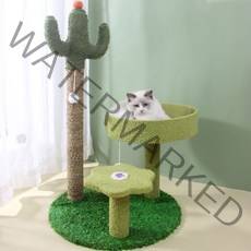 PETCA 고양이 기둥형 3단 선인장 스크래쳐 캣타워 고양이장난감, 그린