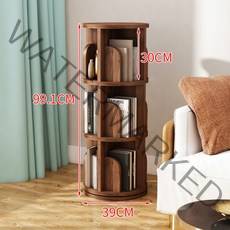 원목 회전책장 거실서재화 코너 틈새 만화방책장, 원목 39 지름 3단 월넛