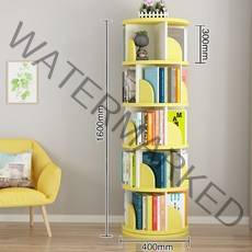 360도 회전책장 책꽂이 아이방 꾸미기 유아책장 책방 홈데코 인테리어 소품, 6단 화이트옐로우