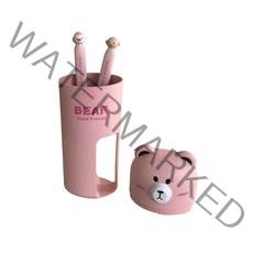 더에르고 곰돌칫솔보관세트, 핑크, 1세트