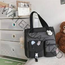 한소희 가방 귀여운 대용량 토트 백 유행 나일론 패치 워크 어깨 학교 책 십대 토트백