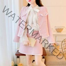 해외 2020 가을과 겨울 플러스 사이즈 트위드투피스 여자면접복장 트위드자켓용 200kg 지방 MM 트위드 작은 향기 재킷