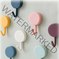 마카롱 숏 후크 10pcs 북유럽 감성 칼라 접착식 벽걸이 수납 홀더, 민트&그린