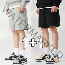 [뉴센] 1+1 여름 남성 트레이닝 반바지 5부 빅사이즈 트레이닝복 츄리닝 자수 2장묶음
