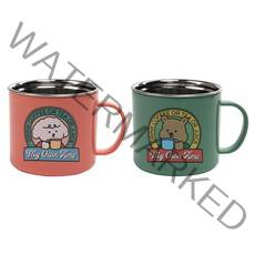 데일리라이크 마이 버디 스텐 머그컵 2종 x 300ml 세트, 주황, 그린, 1세트