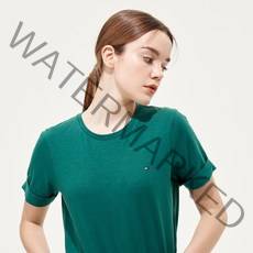 타미힐피거 턴업 반팔 크루넥 탑 (T22C1TTO028WT2L4Q)