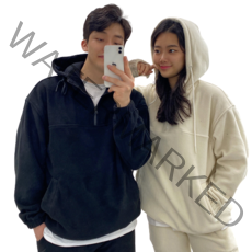 후드후리스 세트 커플 트레이닝복 남자 트레이닝 복 세트 오버핏 아노락 플리스 양털 보아털