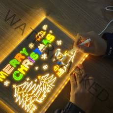 나만의 LED 무드등 만들기 DIY 빅사이즈 아크릴판 카페 보드판 그림 (LED아크릴판 + 7가지펜 풀세트) 선물, LED 아크릴판 무드등 중 (20cm*20cm)