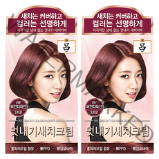 려 우아채 멋내기 새치크림 염색약 1+1 뿌리염색 쉬운염색 새치커버, 5W 버건디와인, 2개