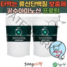 필수아미노산 BCAA 류신 단백질 보충제 루신 L로이신 타먹는 쉐이크 프로틴 동물성 식물성 완두콩단백질 유신단백질 뉴신 L로이신 Leucine WPH WPC 500g 대용량, 500gx2팩