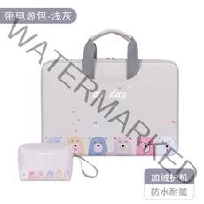 12인치 귀여운 노트북케이스 15인치 노트북 파우치 맥북 삼성 LG그램 11인치 14인치 16인치, [파워팩 추가] - 라이트 그레이 + 12인치