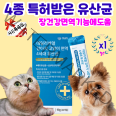 펫생각 반려동물 유산균 데일리케얼 강아지 고양이 유산균 변비 설사 면역 건강보조제 입냄새, 1박스(1개월분)