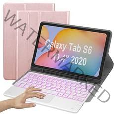 삼성 갤럭시 탭 S6 라이트 10.4인치 2020 모델 SM P610 (Wi Fi) P615 (LTE)용 키보드 케이스 Eoso 커버 내장 터치패드 7가지 색상 백라이트 및 펜슬, S6 Black