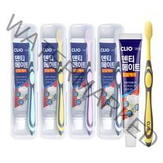 크리오 덴티메이트 휴대용 칫솔 민트 + 화이트 + 핑크 + 옐로우 + 치약 4p 세트, 1세트