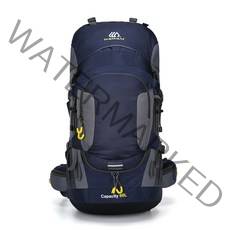 ANKRIC 남자 여자 방수 대형 등산가방 등산배낭 60L, 블루
