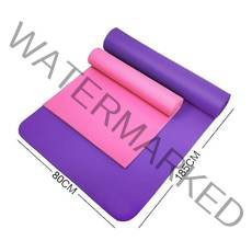 Zionde NBR 요가 매트 10mm 보라색, 185*80cm 쿠션 스트랩 메쉬 가방, 블루 10mm