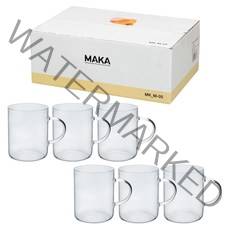MAKA 손잡이 내열 유리컵 300ml M05, 6개