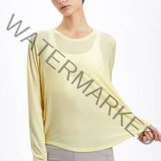 룰루레몬 Lululemon 스포츠 탑 여성 여름 느슨한 달리기 피트니스 속건 통기성 긴팔 요가 필라테스 블라우스