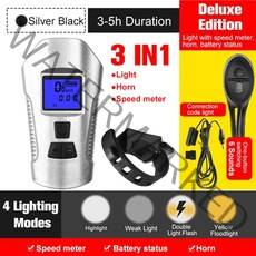 5 in 1 bike light with Bicycle computer odometer 5 모드 혼 방수 사이클링 라이트 usb 충전 안전 알람 bycicle 라이트 혼, 0702035 실버 블랙