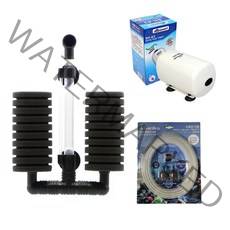 아마존 2구 산소발생기 중형 어항용 + 역류방지기 2p + 콩돌 2p 세트, 1세트