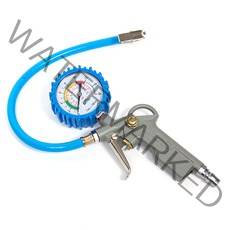 E.T.Shop 타이어 게이지 건타입 공기주입기 / 카플러포함 에어게이지 타이어 공기압 측정 주입체크 자동차 정비공구, 1개