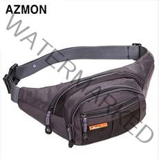AZMON 멀티 포켓 미니 힙색가방 다용도 방수 크로스백 35cm x 14cm x 15cm 남여공용 2.5L, 블랙