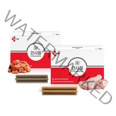 견사돌 1&1 쌍쌍팩(닭고기+연어맛) 견사돌2박스 치석제거 잇몸건강 간식 연어첨가 껌 강아지 전용 치약 강아지 간식 애견 간식, 소형견용(14개입)X2