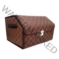 차량용 가죽 퀼팅 트렁크 정리함 트렁크 박스 수납함 버클 트렁크 인테리어, 5. 브라운 중