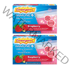 Emergen-C 이머전 씨 이뮨 파우더 비타민 C 1000mg 30개입 2팩 라즈베리 맛, 1개, 기본
