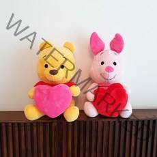 디즈니 곰돌이 푸 피글렛 캐릭터 하트 고백 봉제 인형