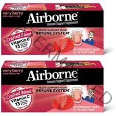 Airborne 에어본 이뮨 발포비타민 베리맛 36 타블렛 2팩, 2병