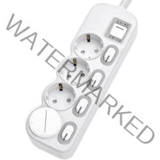 에코파워탭 LED 메인 개별 과부하차단 멀티탭 4구 EPM-L304SS + 안전커버 랜덤발송, 1.5m, 1세트