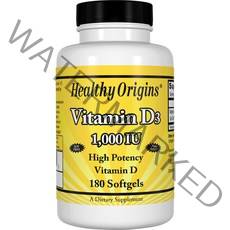 헬시오리진스 비타민 D3 1000IU 소프트젤 무설탕 글루텐 프리, 180개입, 1개