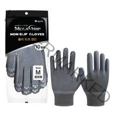 메가그립 폴리 도트 양손 코팅 장갑 M, 회색, 10세트