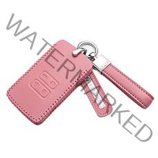 크로닉401 르노 삼성 QM6 SM6 XM3 가죽 키케이스 홀더 + 번호판 + 로프, A타입 핑크, Camasam-3