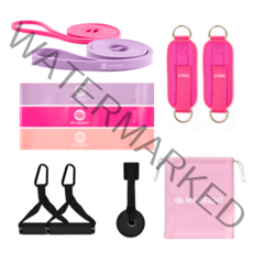 마이웨잇 홈트 밴드 + 전용 파우치 + 매뉴얼 세트, 핑크 + 블랙