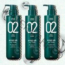 아모스 녹차실감 산뜻한 지성 샴푸 탈모샴푸, 3개, 500ml