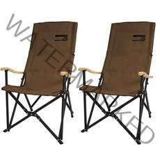 원스위크라이프 롱 릴렉스 캠핑의자 특대, 브라운 x 2개, 블랙 프레임 + 원목