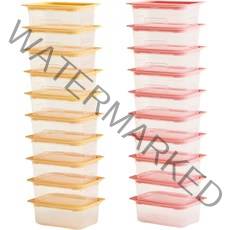 이지앤프리 맛반 사각 밀폐용기 세트, 1세트, 핑크 10p + 옐로우 10p