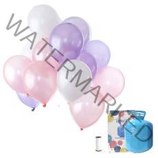 파티친구 헬륨 22.3L + 풍선 42p + 리본, 라벤다혼합, 1세트