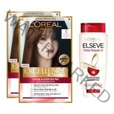 로레알파리 엑셀랑스 크림 염색제 5호 2p + 샴푸 170ml 기획세트, 1세트
