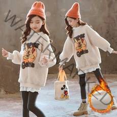 베비포 여아용 기모 래빗 뽀글이 상하복 세트