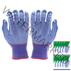 한우 신축성이 좋은 나이론 도트 장갑 L, 블루, 10세트