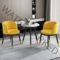 베로니카 북유럽 티 테이블 발코니 의자 세트 2인용 커피 식탁 미니 가정용 원형 원룸 인테리어, 옐로 [가죽] 1테이블 2 의자