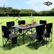 코코프 캠핑 의자테이블 세트 경량 접이식 의자 테이블, 블랙6인 6인테이블+의자6개