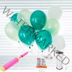 파티쇼 헬륨효과 풍선 장식 세트, 그린파티(화이트, 에메랄드그린, 라이트그린) 손펌프(랜덤 발송), 1세트